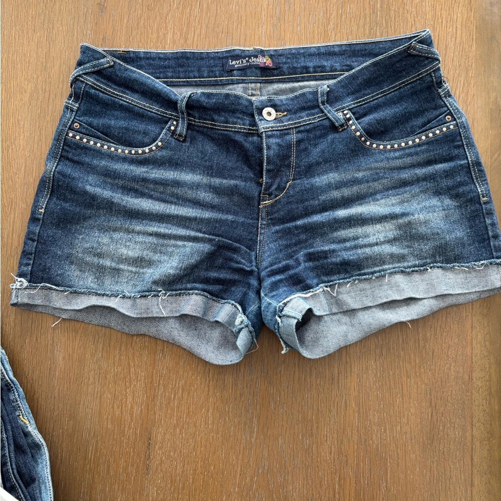 Levi's Dark Blue Jean Shorts with Studded Detail